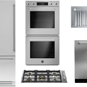 Bertazzoni Professional 4 Piece Kitchen Appliances Package with Bottom Freezer Refrigerator and Dishwasher in Stainless Steel BERPWC36V22