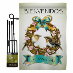 Bienvenidos a Nuestro Nido Inspirational Sweet Home Garden Flag Set