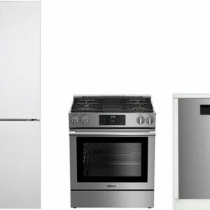 Blomberg 3 Piece Kitchen Appliances Package with Bottom Freezer Refrigerator, Gas Range and Dishwasher in Stainless Steel BLRERADW204