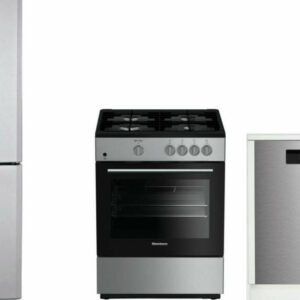 Blomberg 3 Piece Kitchen Appliances Package with Bottom Freezer Refrigerator, Gas Range and Dishwasher in Stainless Steel BLRERADW206