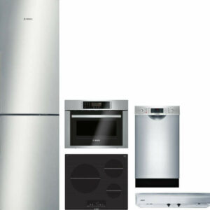 Bosch 500 5 Piece Kitchen Appliances Package with Bottom Freezer Refrigerator and Dishwasher in Stainless Steel BORECTWODWRH865