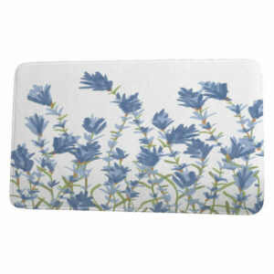 Botanical Blooms Lavender Floral Print Bath Mat, Blue, 21"x34"