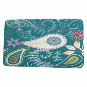 Botanical Blooms Paisley Floral Floral Print Bath Mat, Teal, 17"x24"