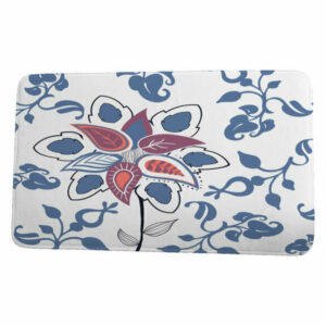 Botanical Blooms Paisley Pop Floral Print Bath Mat, Blue, 17"x24"