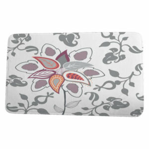 Botanical Blooms Paisley Pop Floral Print Bath Mat, Gray, 17"x24"