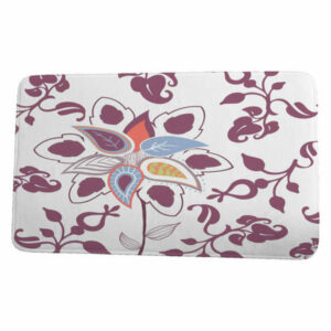 Botanical Blooms Paisley Pop Floral Print Bath Mat, Purple, 17"x24"