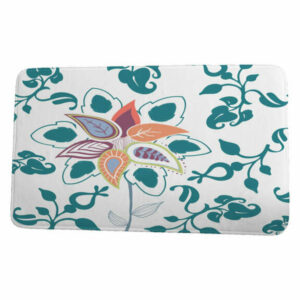 Botanical Blooms Paisley Pop Floral Print Bath Mat, Teal, 21"x34"