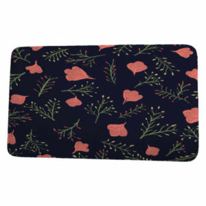 Botanical Blooms Spring Blooms Floral Print Bath Mat, Navy Blue, 21"x3