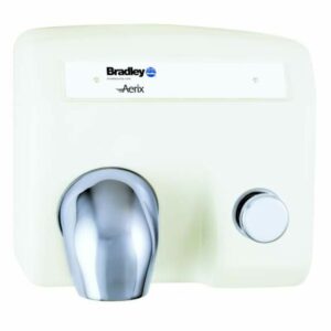 Bradley 2904-280000 Bradex Push Button Operated Warm Air Hand Dryer White Commercial Bathroom Accessories Hand Dryer Push Button