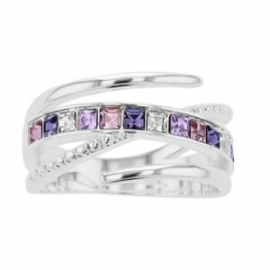 Brilliance Bypass Ring with Swarovski Crystals, Women's, Size: 8, Purple