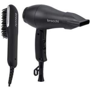 Brocchi 2pc Mini Hair Dryer and Hot Air Brush Bundle