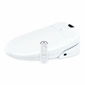 Brondell S1400-R Swash Round Bidet Seat with Wireless Remote Warm Air Dryer and Nightlight Technology White Accessory Bidet Seats Round