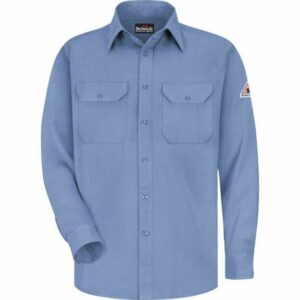 Bulwark Men's Lightweight FR Uniform Shirt Light Blue, X-Large Tall - Men's Longsleeve Work Shirts at Academy Sports