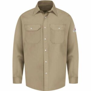 Bulwark Men's Midweight FR Snap-Front Uniform Shirt Tan, Large Tall - Men's Longsleeve Work Shirts at Academy Sports