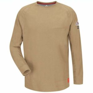 Bulwark Men's iQ Series Flame Resistant Long Sleeve T-Shirt Khaki, Large - Men's Longsleeve Work Shirts at Academy Sports