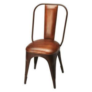 Butler Riggins Living Room Iron and Leather Side Chair, Medium Brown