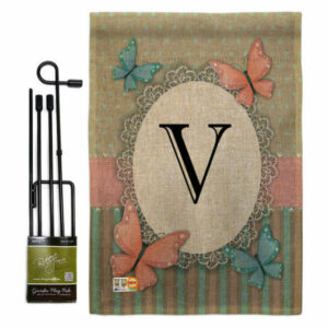 Butterflies V Initial Garden Friends Bugs & Frogs Garden Flag Set