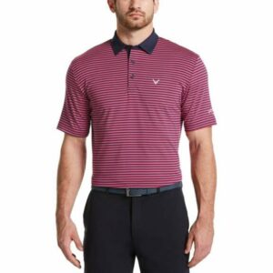 Callaway Men's Cooling 3-Stripe Golf Polo Shirt Pink Dark, Small - Mens Golf Shirts at Academy Sports