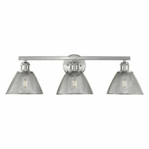 Carver 3-Light Bath Vanity in Pewter with Mesh Shades