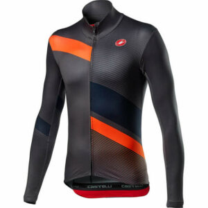 Castelli Mid Thermal Pro Long Sleeve Jersey - Dark Gray-Orange