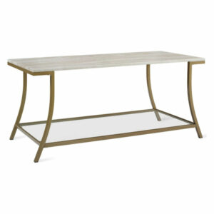 Cecilia Coffee Table for Living Room, Brass and Faux Marble