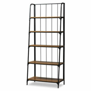 Ceren Vintage Industrial 5-TIER Living Room Ladder Shelf - Brown, Blac