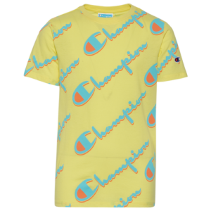 Champion Boys Champion Drop Shadow AOP T-Shirt - Boys' Grade School Yellow/Blue/Orange Size M