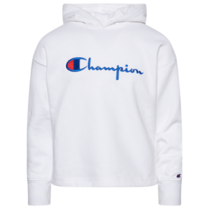 Champion Boys Champion Premium Fleece Hoodie - Boys' Grade School White/Blue Size L