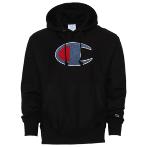 Champion Mens Champion Reverse Weave Chenille Logo Crew - Mens Black/Red Size M