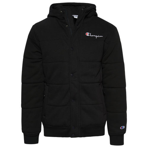 Champion Mens Champion Reverse Weave Puffer Jacket - Mens Black/White Size M