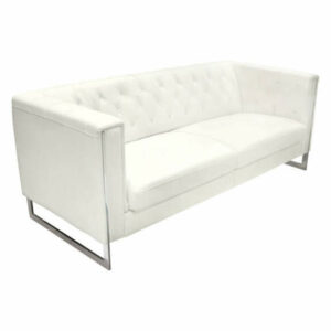 Chelsea 2- Piece Leatherette Living Room Set With Metal Leg, White