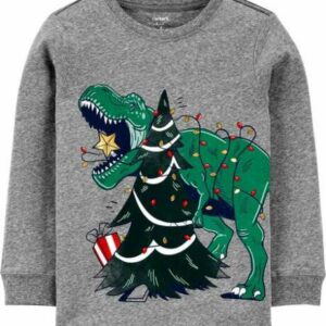 Christmas Dinosaur Snow Yarn Jersey Tee