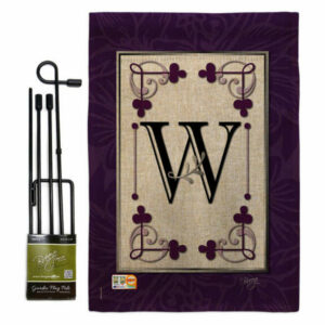 Classic W Initial Interests Simply Beauty Garden Flag Set