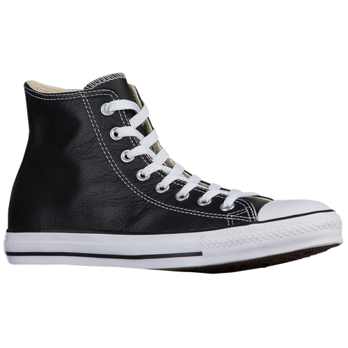 Converse Mens Converse All Star Leather Hi - Mens Shoes Black/White Size 10.5