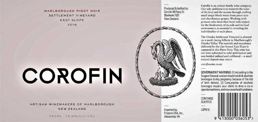 Corofin 2017 Settlement Vineyard East Slope Pinot Noir - Red Wine