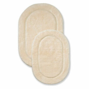 Cotton Slip-Resistant 2-Piece Oval Bath Rug Set, Ivory