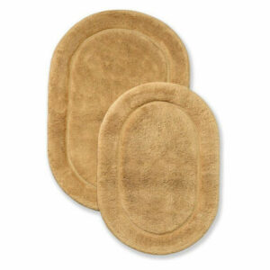 Cotton Slip-Resistant 2-Piece Oval Bath Rug Set, Toast