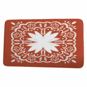 Cuban Flare Cuban Tile 1 Geometric Print Bath Mat, Red Orange, 21"x34"