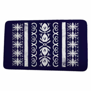 Cuban Flare Cuban Tile 2 Geometric Print Bath Mat, Navy Blue, 21"x34"