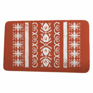 Cuban Flare Cuban Tile 2 Geometric Print Bath Mat, Red Orange, 21"x34"