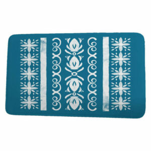 Cuban Flare Cuban Tile 2 Geometric Print Bath Mat, Teal, 17"x24"