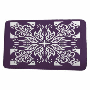 Cuban Flare Cuban Tile 3 Geometric Print Bath Mat, Purple, 21"x34"