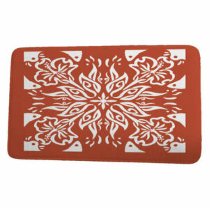 Cuban Flare Cuban Tile 3 Geometric Print Bath Mat, Red Orange, 17"x24"