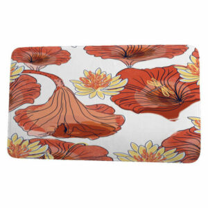 Cuban Flare Lotokoi Floral Print Bath Mat, Red Orange, 21"x34"