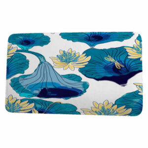 Cuban Flare Lotokoi Floral Print Bath Mat, Teal, 17"x24"