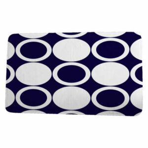 Cuban Flare ModCircles Geometric Print Bath Mat, Navy Blue, 17"x24"