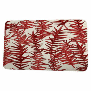 Cuban Flare Spikey Floral Print Bath Mat, Red, 21"x34"