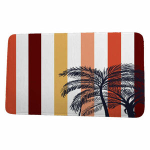 Cuban Flare Thin Stripe Palm Stripe Print Bath Mat, Gold, 17"x24"