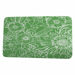 Cuban Flare Zentangle 4 Floral Print Bath Mat, Green, 21"x34"