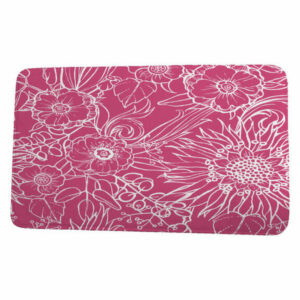 Cuban Flare Zentangle 4 Floral Print Bath Mat, Pink, 21"x34"